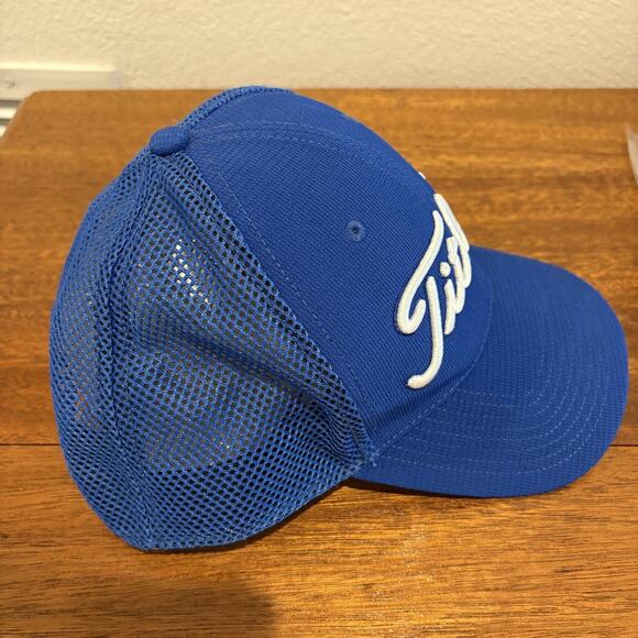 Titleist Hat Cap Snap Back Blue Mesh Trucker Embroidered Golf Mens Side Patch - Picture 6 of 8